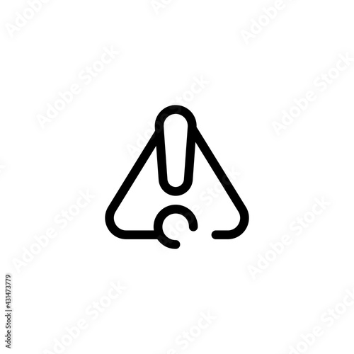 Exclamation danger sign, hazard warning, simple alert icon. Black linear icon with editable stroke on white background