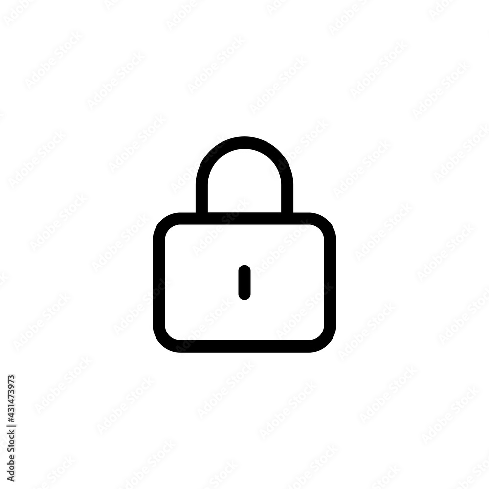 Locked padlock, private information, simple icon. Black linear icon with editable stroke on white background Locked padlock, private information, simple icon. Black linear icon with editable stroke on white background