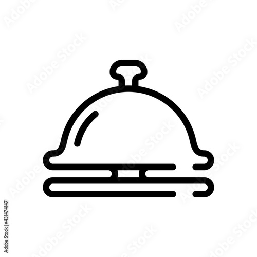 Hotel bell, simple icon. Black linear icon with editable stroke on white background