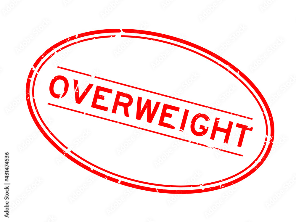 Grunge red overweight word oval rubber seal stamp on white background Grunge red overweight word oval rubber seal stamp on white background