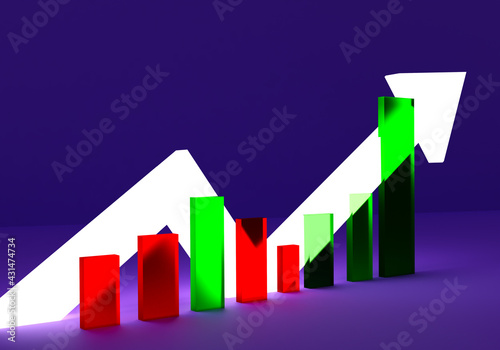 Graphs and a white arrow. D...