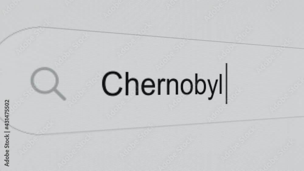 Chernobyl - Internet browser search engine bar typing Soviet Union1986 nuclear disaster. Chernobyl - Internet browser search engine bar typing Soviet Union1986 nuclear disaster.