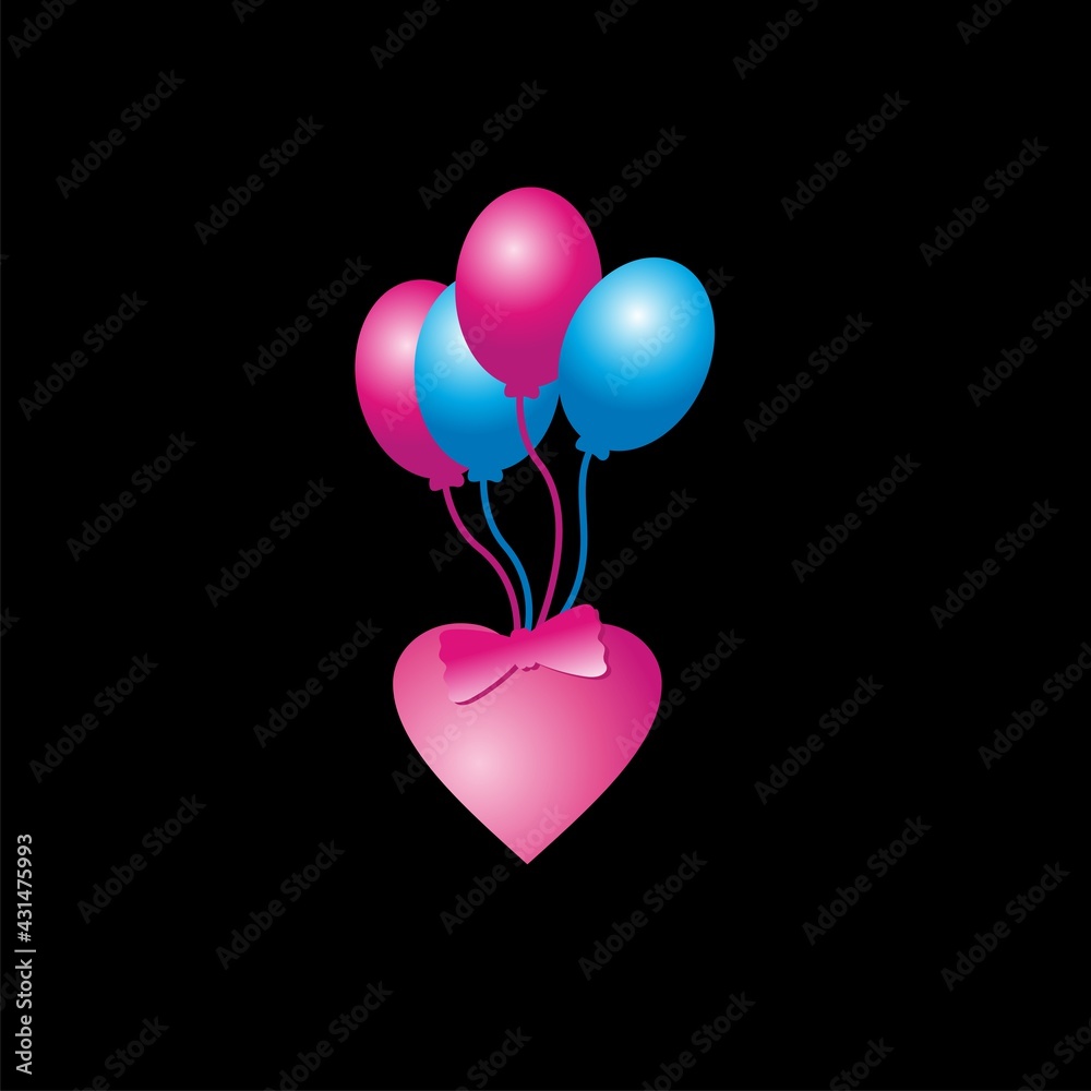 Balloon image design and heart with gradation colors
