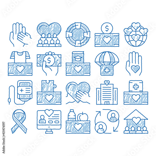 Volunteers Support Vector icon hand drawn illustration