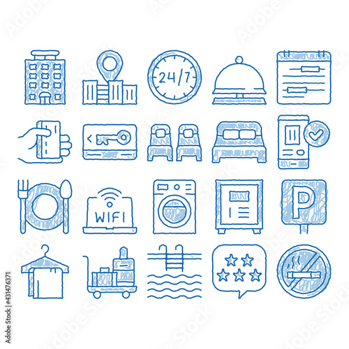 Hostel icon hand drawn illustration