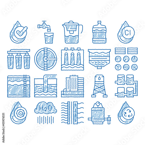 Water Treatment Items Vector icon hand drawn illustration photo