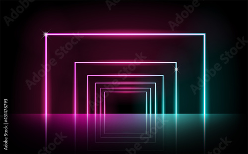Neon glowing lines, magic energy space light concept, abstract background design