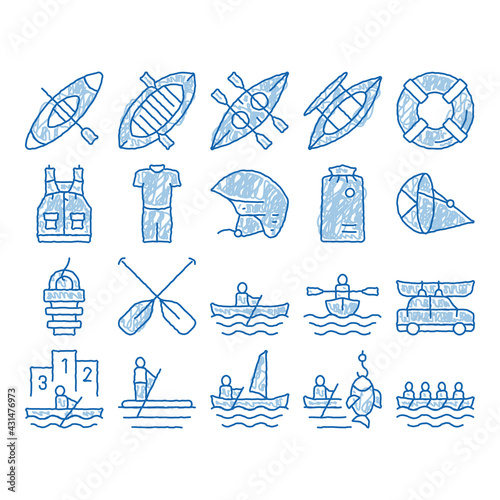 Canoeing icon hand drawn illustration