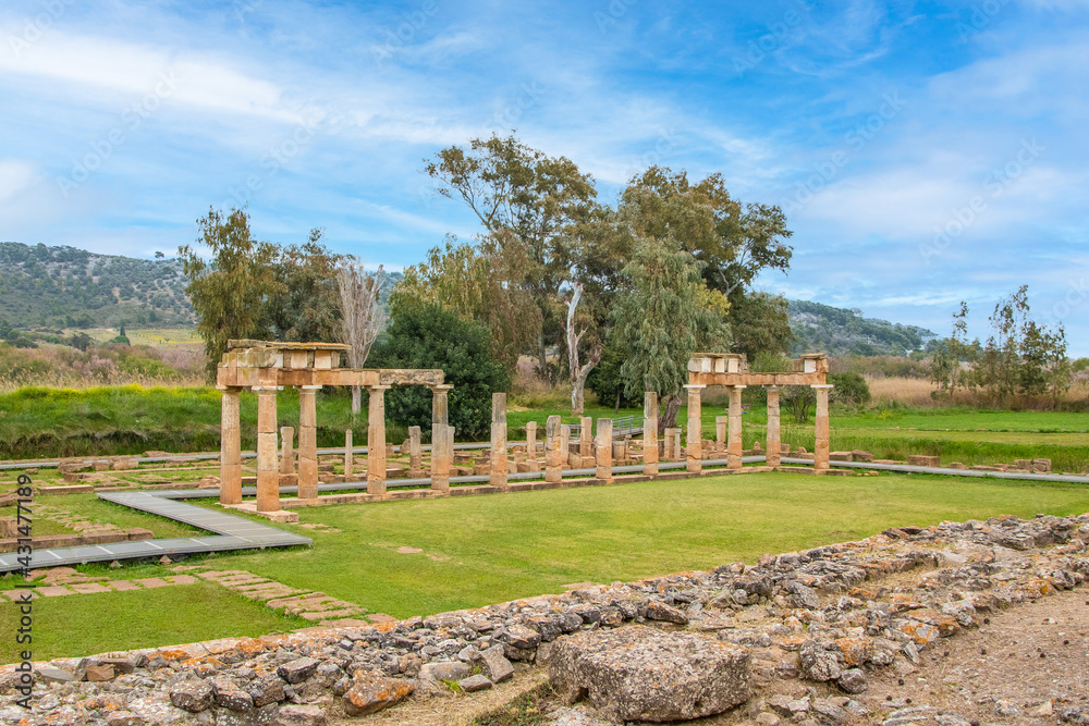 The temple of ancient goddess Artemis in Brauron (Vravrona) in Attica, Greece