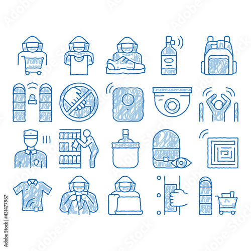 Shoplifting icon hand drawn illustration
