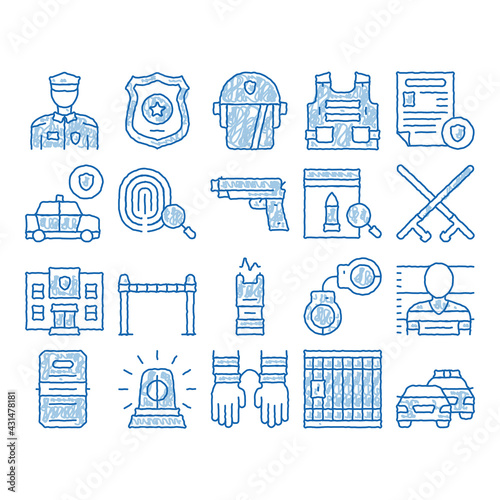 Police Department icon hand drawn illustration