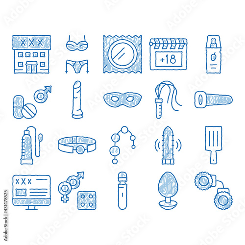 Intim Shop Sex Toys icon hand drawn illustration