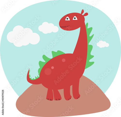 Cute cartoon dinosaurs. Vector illustration