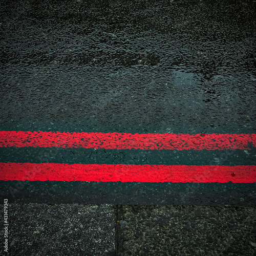 tarmac with double red line © mistersai