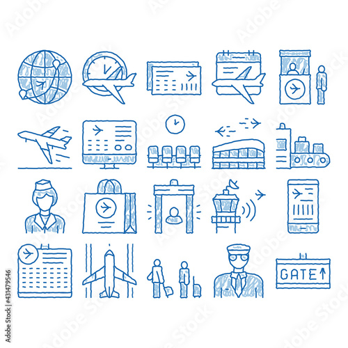 AirAnd Airport icon hand drawn illustration