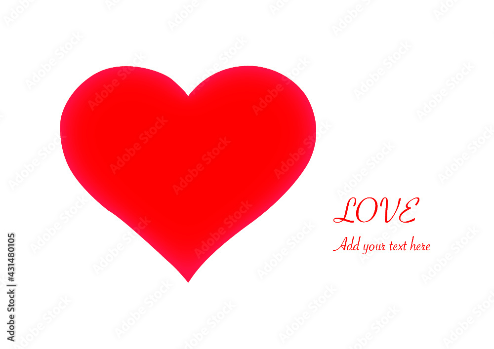 red heart love. Valentine's Day. Hearts vector isolated on white background. Simple heart drawing for projects. Valentine symbol template. Add your text field. Greeting card. Vector
