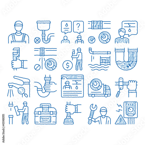 Plumber Profession icon hand drawn illustration