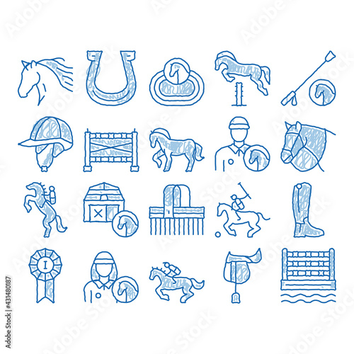 Equestrian Animal icon hand drawn illustration