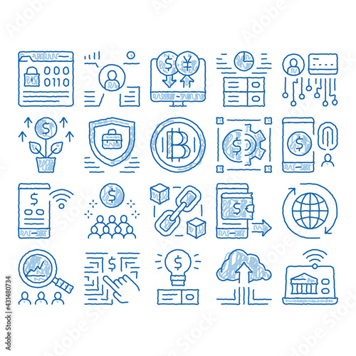 Fintech Innovation icon hand drawn illustration