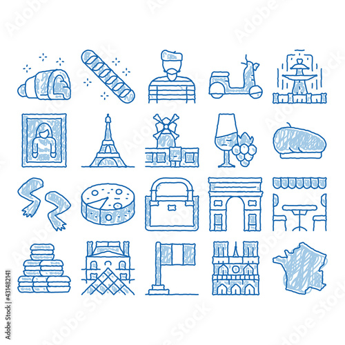 France Country Travel icon hand drawn illustration