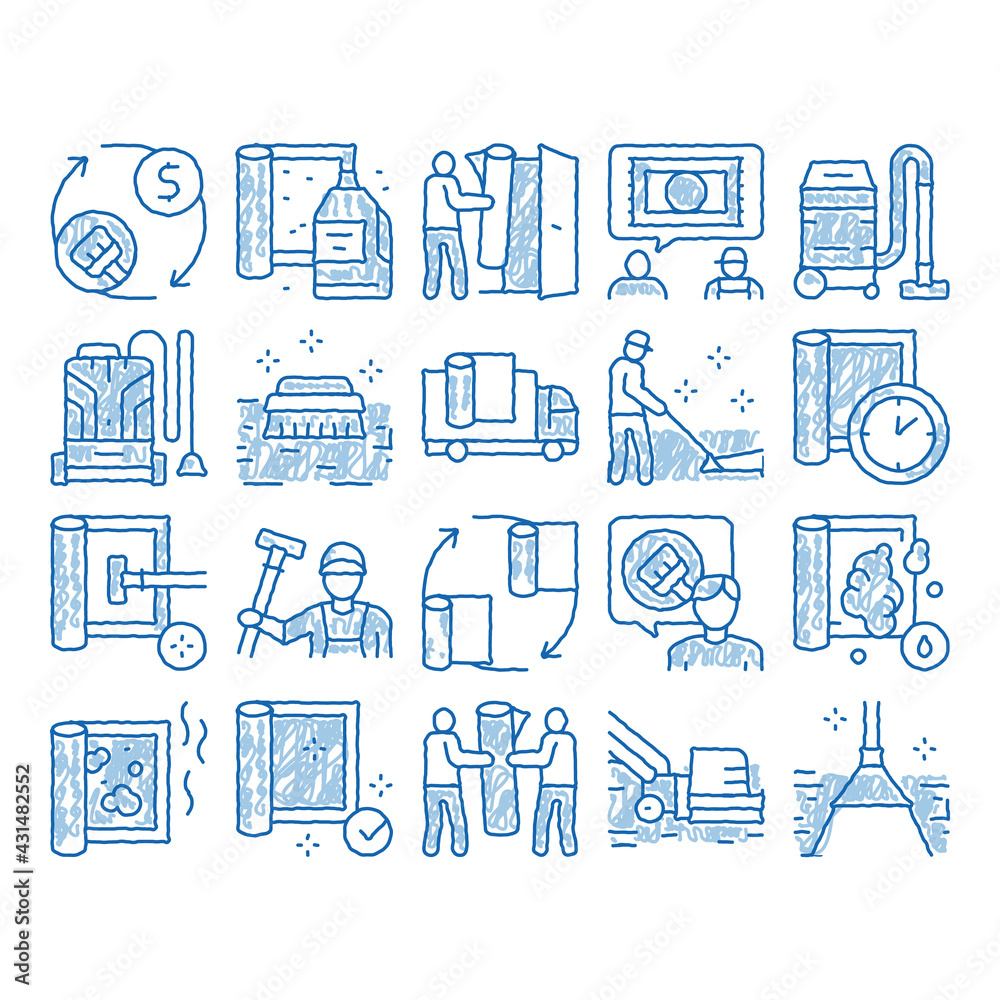 Carpet Cleaning Washing Service Icons Set Vector Carpet Cleaning Washing Service Icons Set Vector
