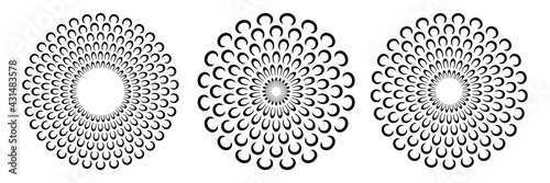 Abstract flower icons. Decorative circle patterns. Design elements set.