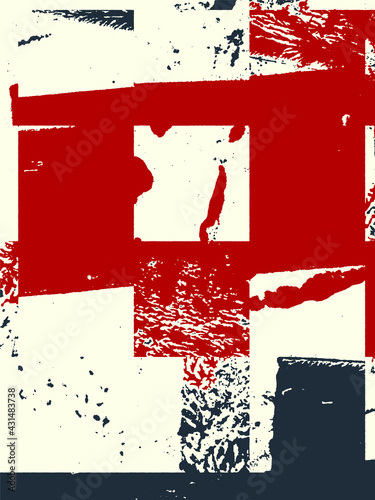 Abstract grunge vector background. Color handcrafted composition of overlapping irregular graphic elements.