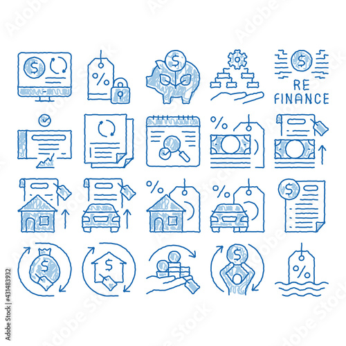 Refinance Financial icon hand drawn illustration