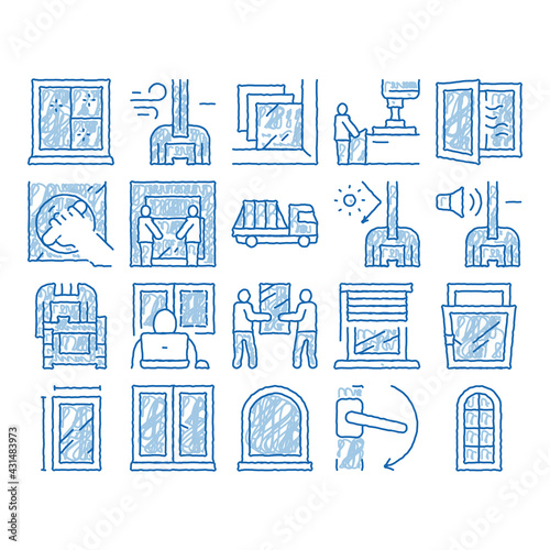 Pvc Window Frames icon hand drawn illustration