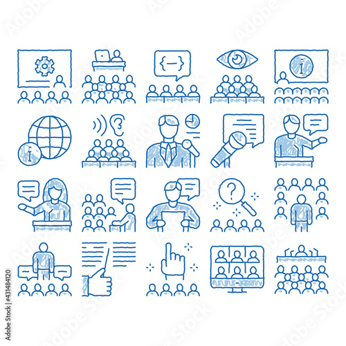 Seminar Conference icon hand drawn illustration