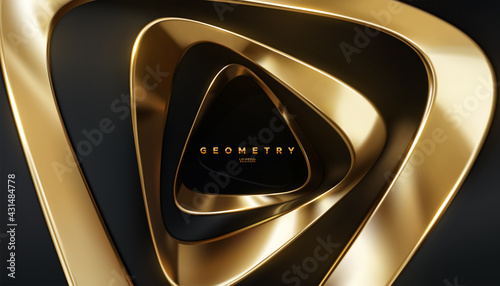 Abstract background with black and golden twisted shapes.