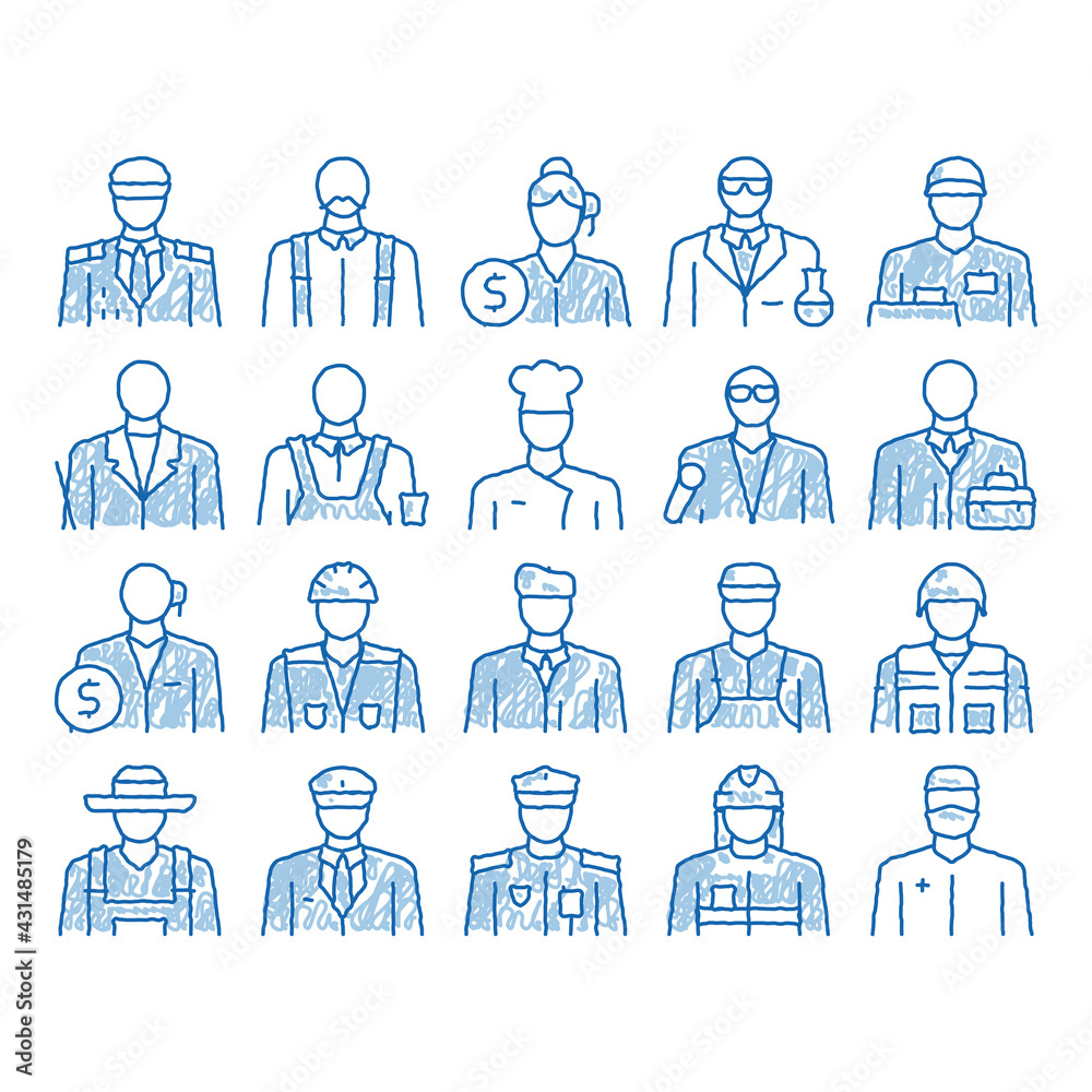 Professions People icon hand drawn illustration Professions People icon hand drawn illustration