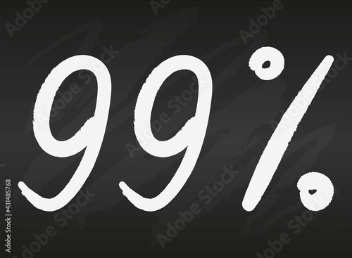 ninety nine 99 percent sign on black chalkboard Simple vector illustration