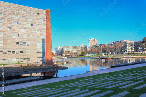 Cais da Fonte Nova, Ria de Aveiro partial view of the city center region of Aveiro, Portugal.