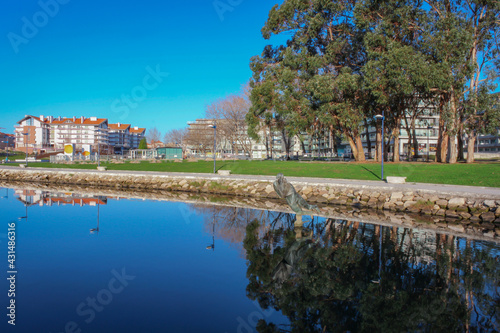 Cais da Fonte Nova, Ria de Aveiro partial view of the city center region of Aveiro, Portugal.