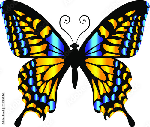 Beautiful and fragile, delicate and airy butterfly, yellow-blue.