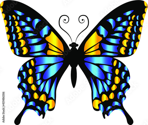 Beautiful and fragile, delicate and airy butterfly, yellow-blue.
