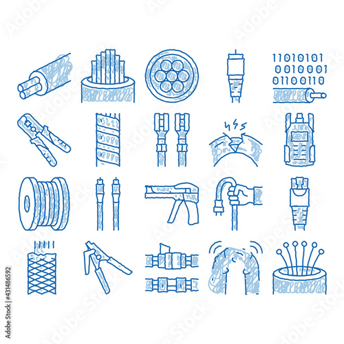 Optical Fiber Cable icon hand drawn illustration
