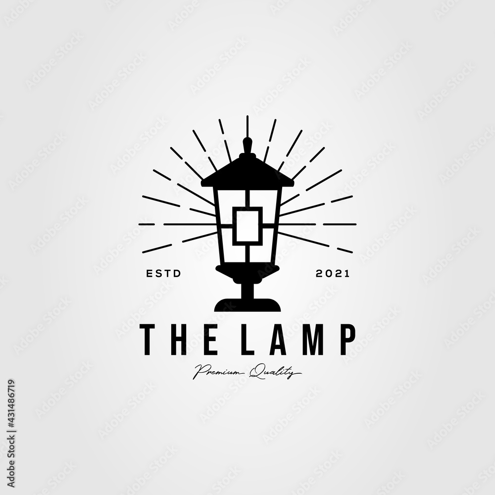 garden lamp sunburst logo. bulb lantern symbol vector illustration design garden lamp sunburst logo. bulb lantern symbol vector illustration design