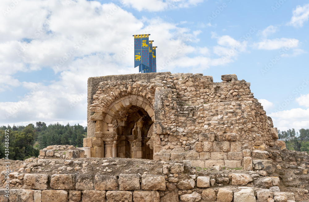 The remains of the church of St. Anne of the Byzantine period in the ruins of the Maresha city, at Beit Guvrin, near Kiryat Gat, in Israel