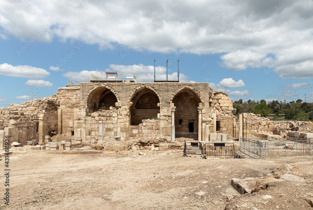 The remains of the church of St. Anne of the Byzantine period in the ruins of the Maresha city, at Beit Guvrin, near Kiryat Gat, in Israel The remains of the church of St. Anne of the Byzantine period in the ruins of the Maresha city, at Beit Guvrin, near Kiryat Gat, in Israel