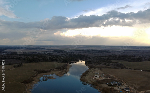 Top view of the lake water surface