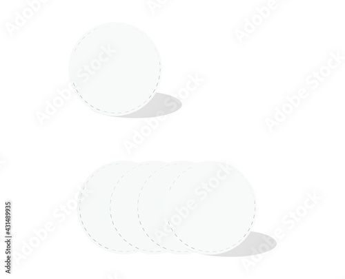 Cosmetic cotton pads isolated on white background. Top view