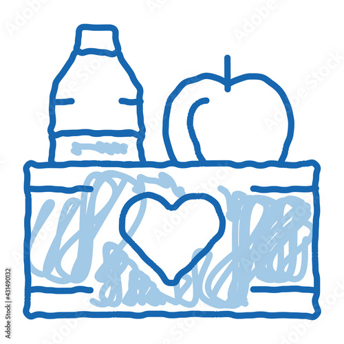 Volunteers Support Food Box doodle icon hand drawn illustration