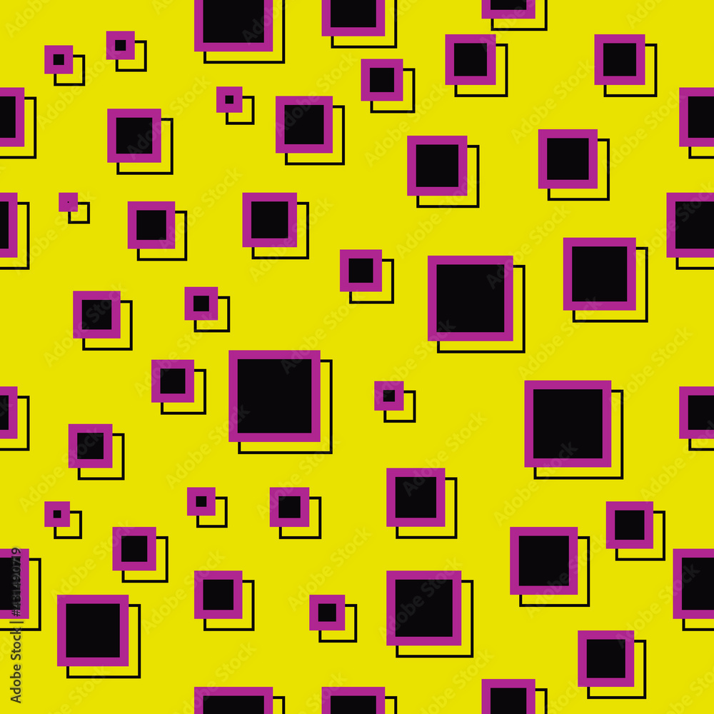 Yellow background and pink squares seamless pattern. Vector and same wallpaper. Yellow background and pink squares seamless pattern. Vector and same wallpaper.
