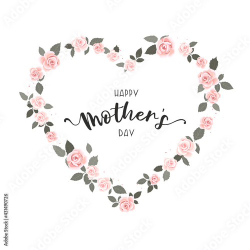 Cute hand drawn Mother's Day design, banner with flowers and text