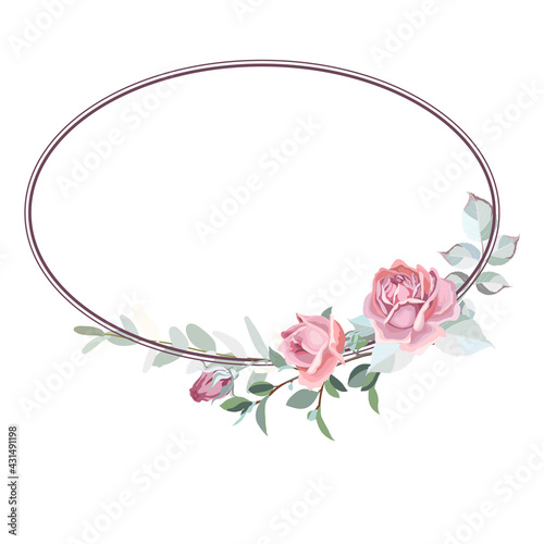 Oval frame with roses