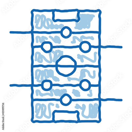 Interactive Kids Table Football doodle icon hand drawn illustration