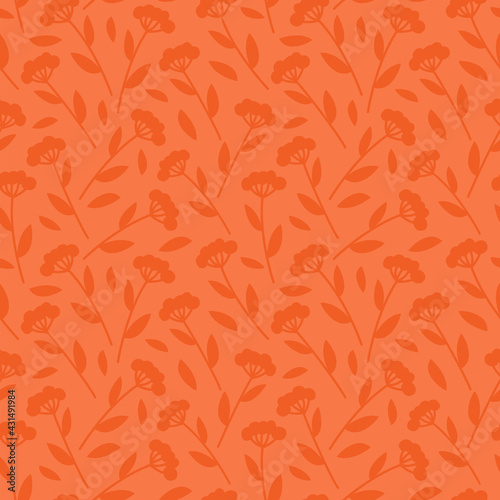 Orange seamless floral pattern with small flowers