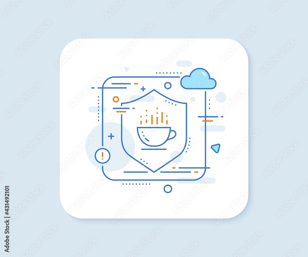 Coffee cup line icon. Abstract vector button. Hot cappuccino sign. Tea drink mug symbol. Coffee cup line icon. Protect shield concept. Vector Coffee cup line icon. Abstract vector button. Hot cappuccino sign. Tea drink mug symbol. Coffee cup line icon. Protect shield concept. Vector
